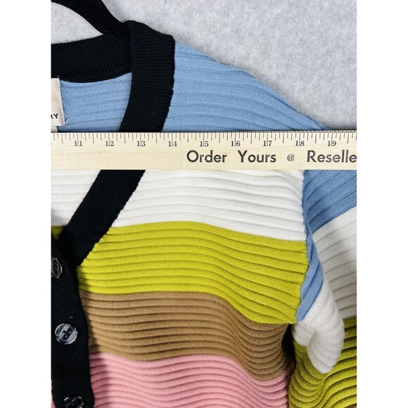 Industry Sweater Womens Small Petite Black Cropped Balloon Sleeve Y2K Striped - Picture 12 of 14